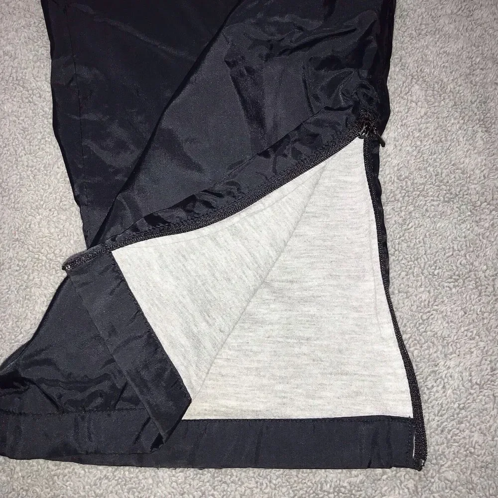 Vintage Nike Women's Black Ankle Zip Nylon 90's Track Pants Lined‎ Medium 8-10